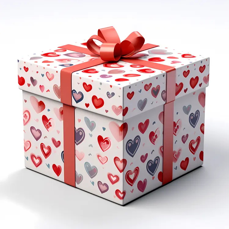 Heart Gift Box with Red Ribbon