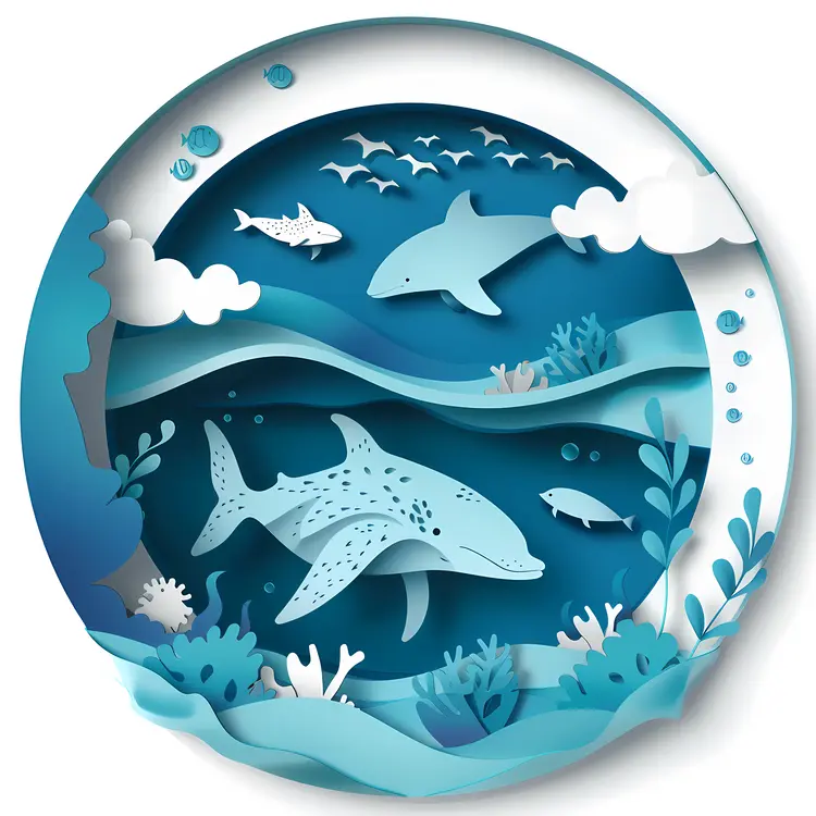 Illustration of Sharks in Underwater Scene