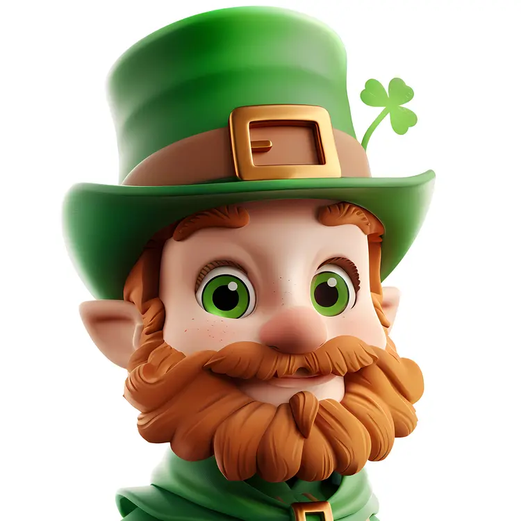 Leprechaun with Green Hat and Shamrock