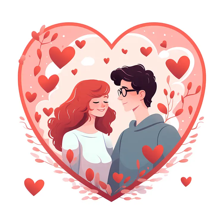 Couple in Heart Frame