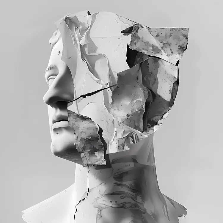 Fragmented Marble Face Sculpture
