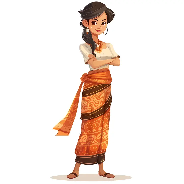 Woman in Traditional Dress Illustration