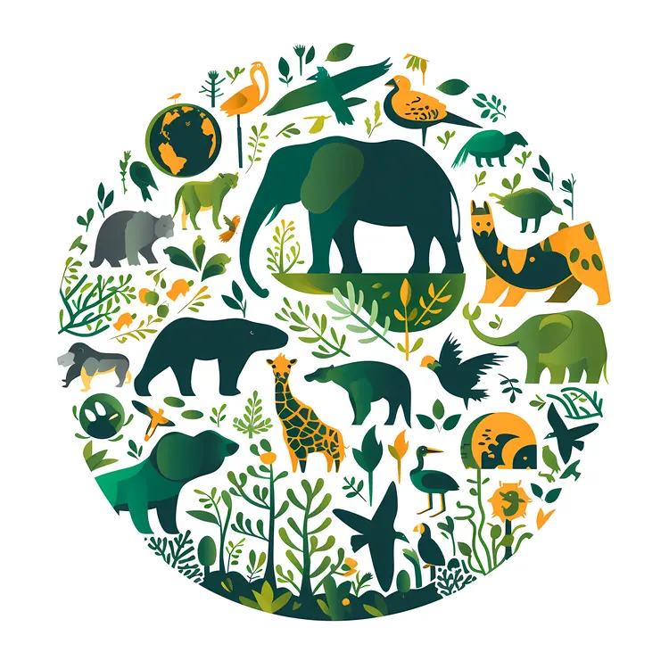 Jungle Animals and Plants Illustration