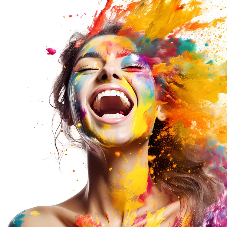 Joyful Person with Colorful Paint Splash