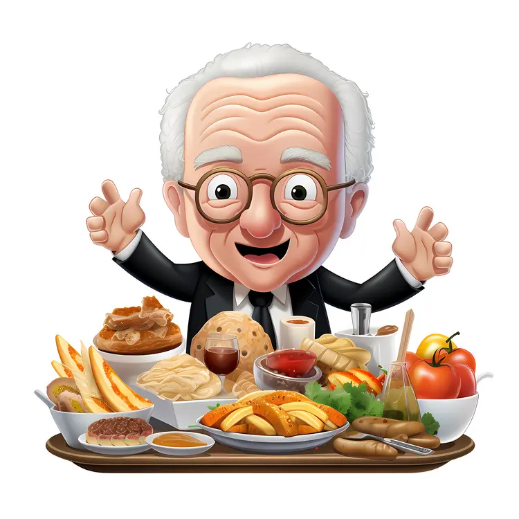 Cartoon Character with Dinner Plate