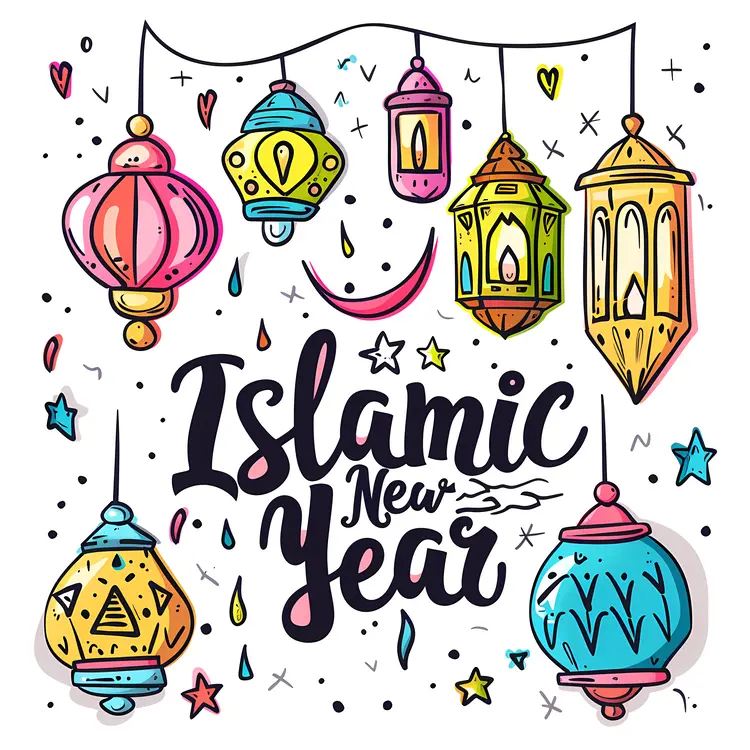 Islamic New Year Celebration with Hanging Lanterns