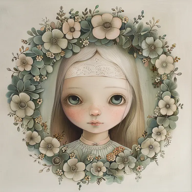 Innocent Girl with Floral Wreath