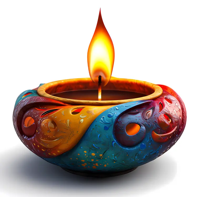 Colorful Decorative Candle with Flame