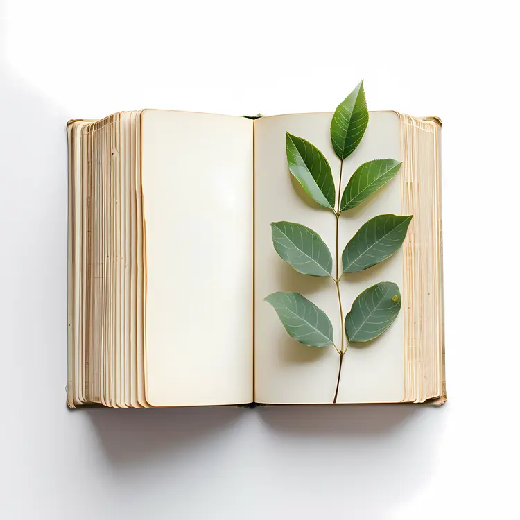 Open Book with Leaves