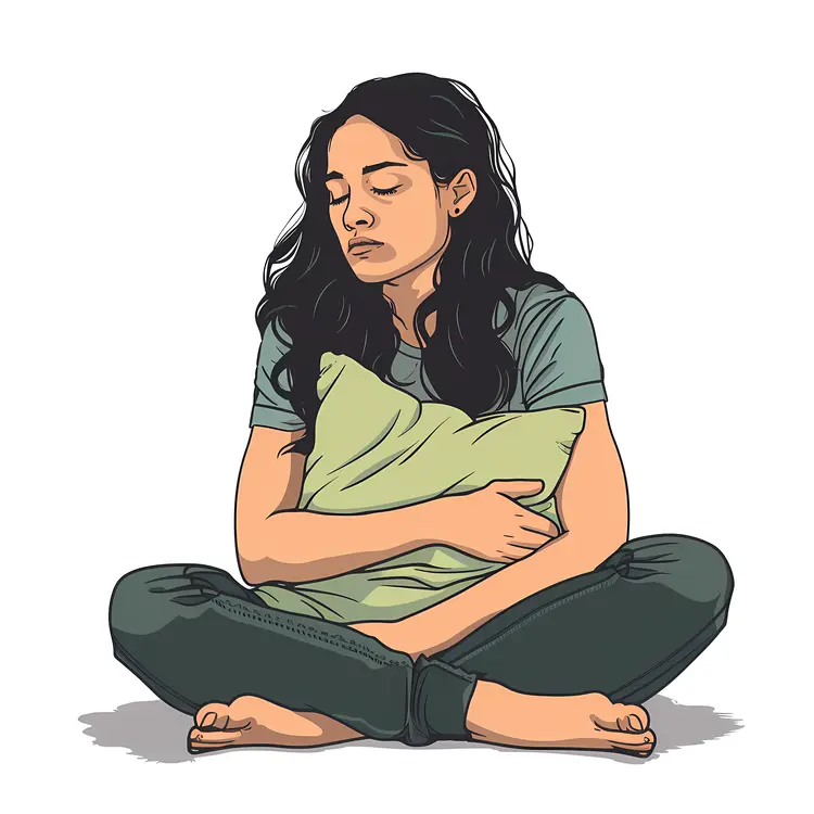Sad Woman Sitting with Head Down