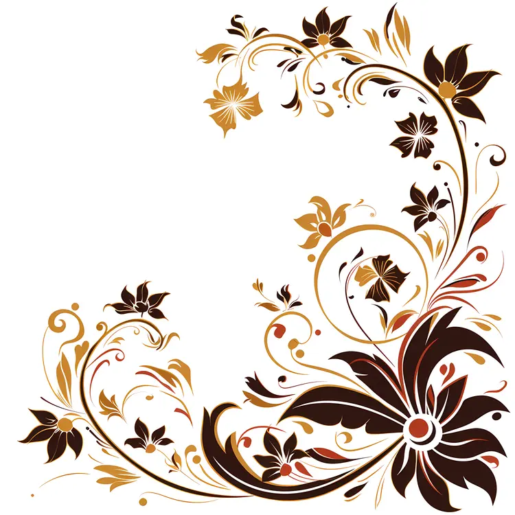 Elegant Brown and Gold Floral Corner Design