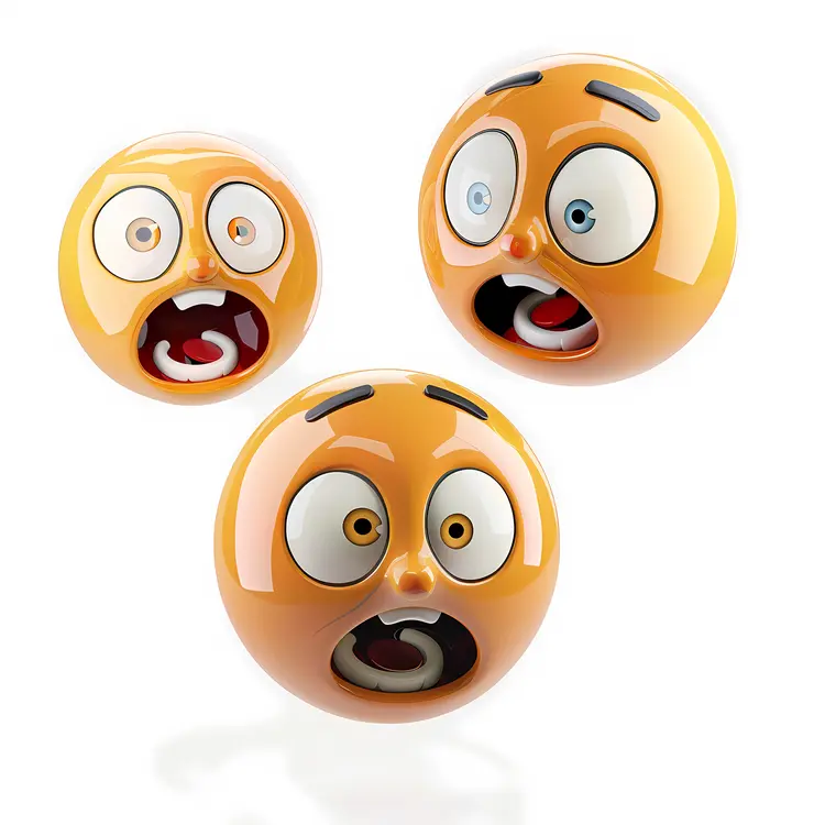 Three Funny Orange Emoji Faces