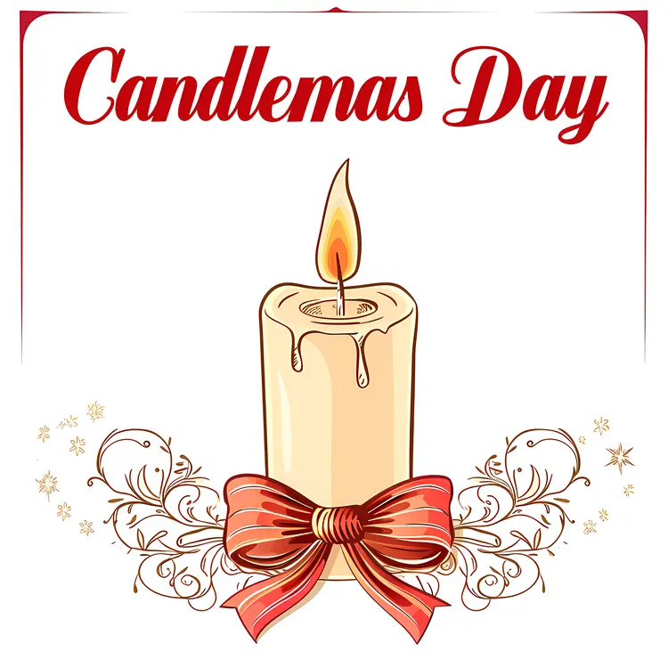 Candle with Red Ribbon for Candlemas Day