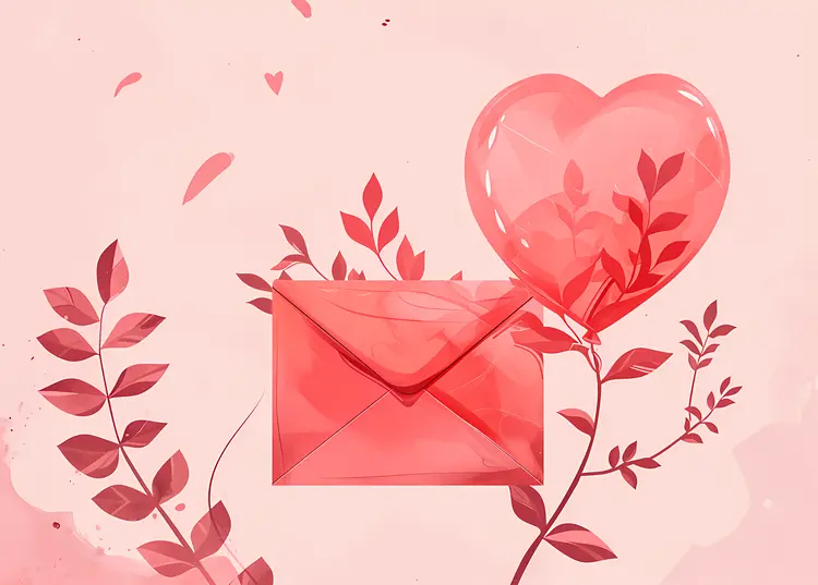 Heart and Envelope with Leaves
