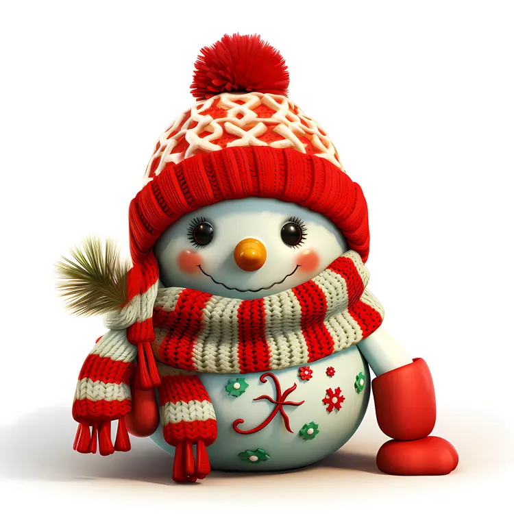 Adorable Snowman with Red Hat