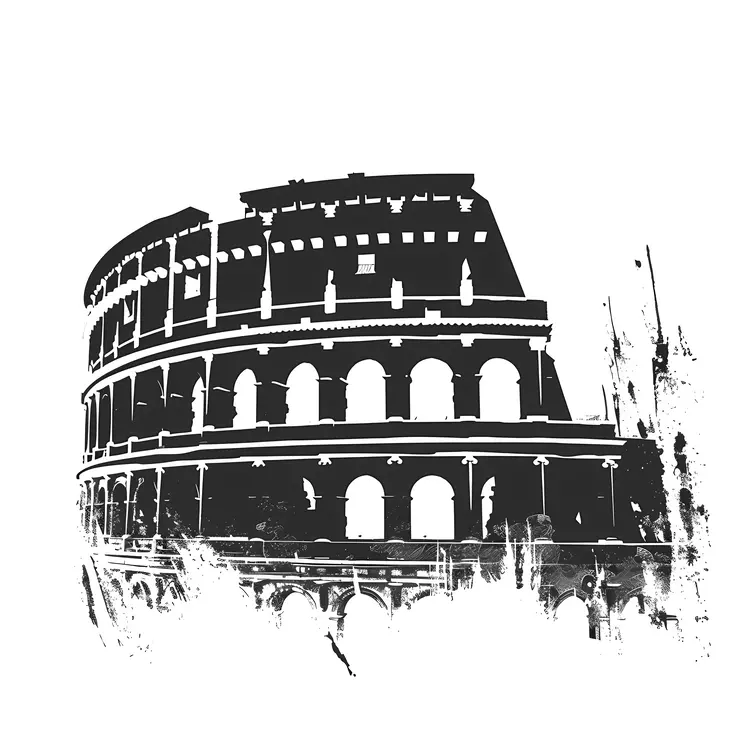 Black and White Colosseum Sketch