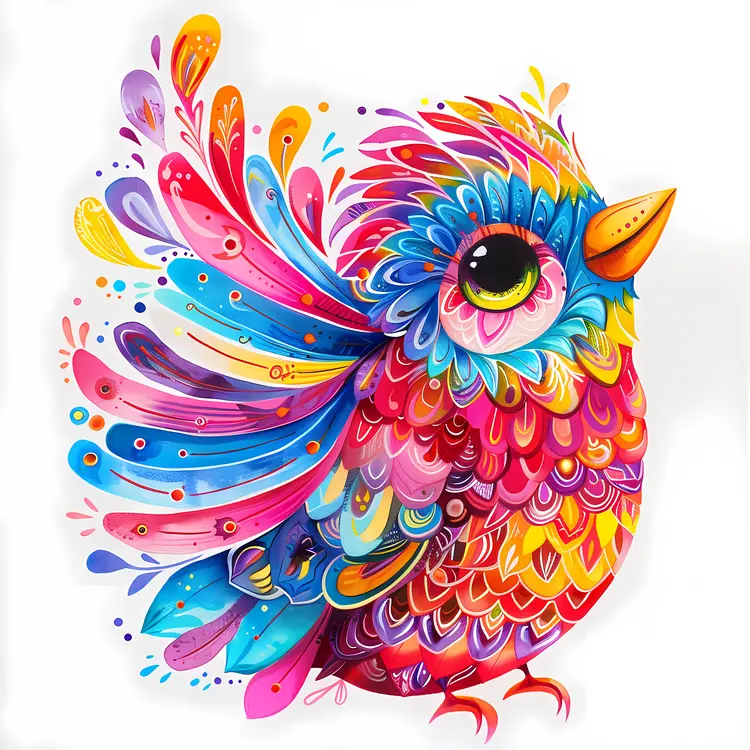 Colorful Bird with Decorative Feathers