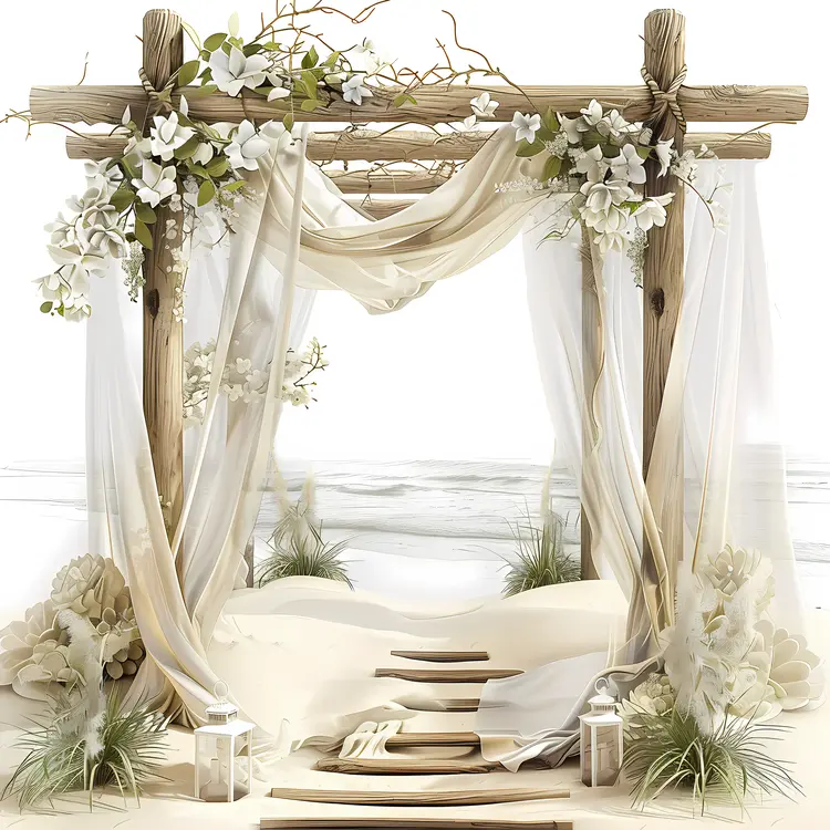 Rustic Beach Wedding Arch with Flowers