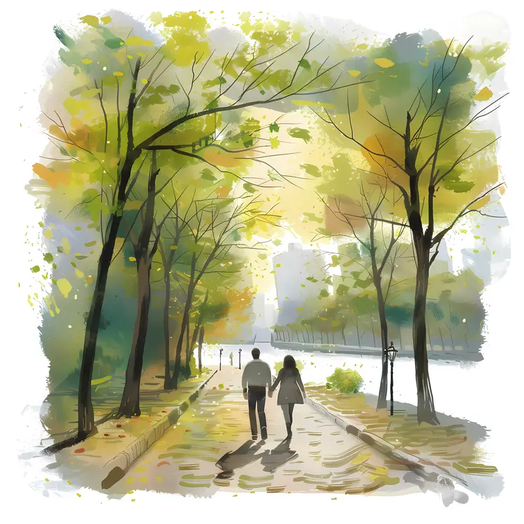 Couple Walking in Green Park