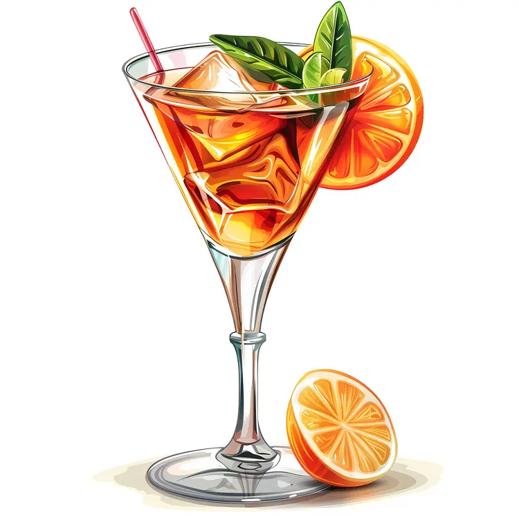Refreshing Cocktail with Orange Slice
