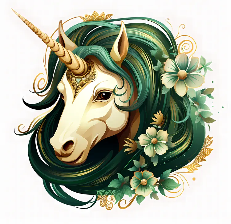 Unicorn with Flowers Illustration