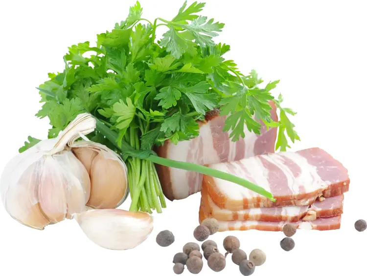 Fresh Bacon and Herbs with Garlic and Peppercorns
