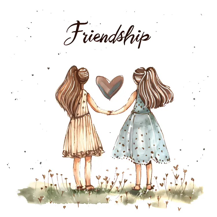 Friendship Illustration with Two Girls