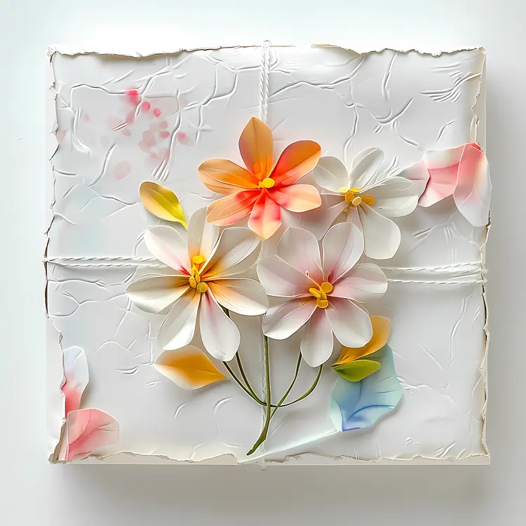 Paper Flowers on Textured Background