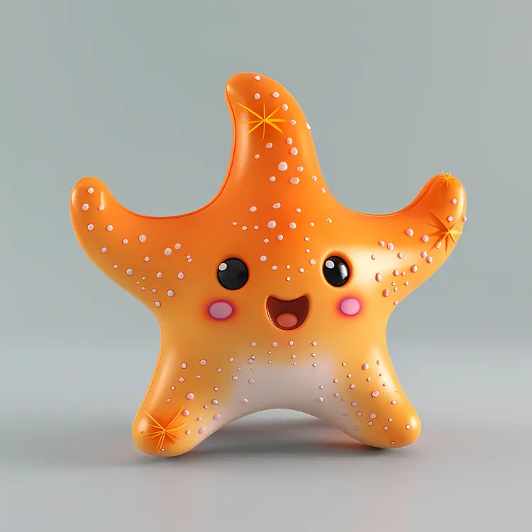 Cute Orange Starfish Cartoon