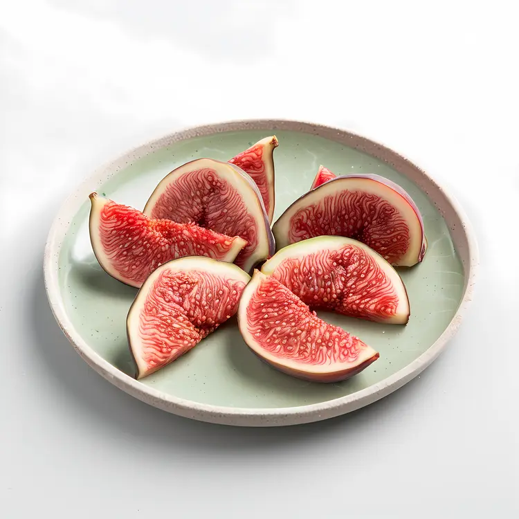 Sliced Figs on a Green Plate