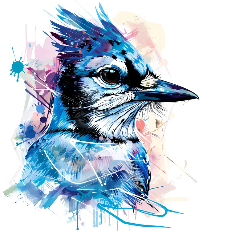 Blue Jay Abstract Art