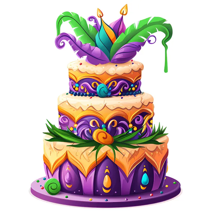 Decorative Cake with Feather Topper