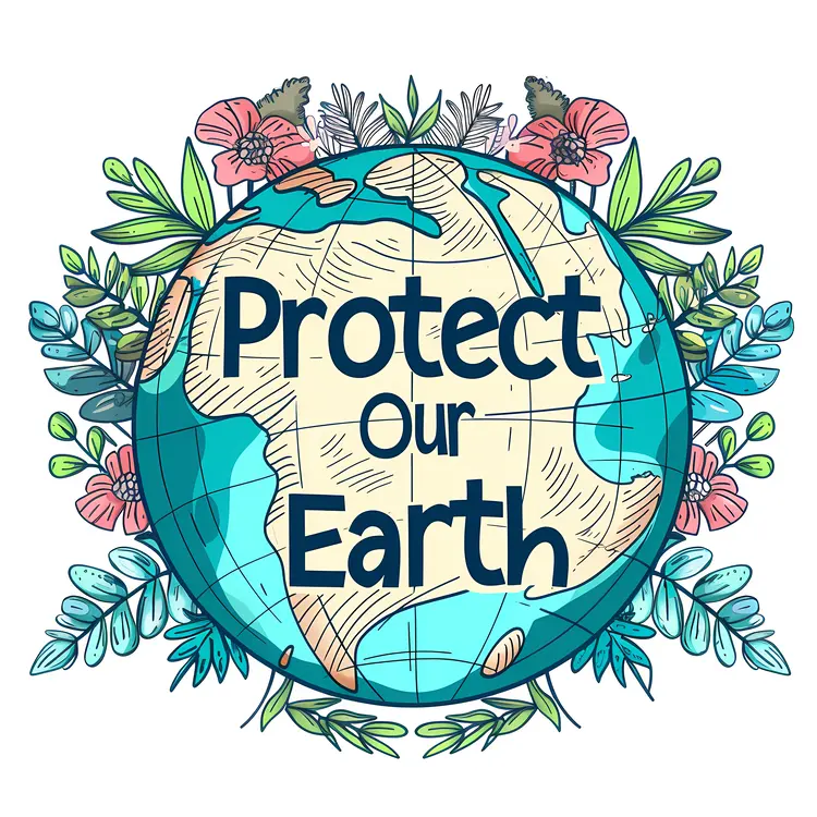 Protect Our Earth Illustration with Greenery
