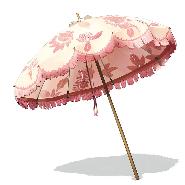 Pink Floral Umbrella for Summer Beach