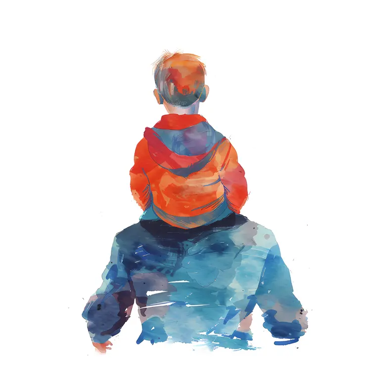 Father and Child Colorful Illustration