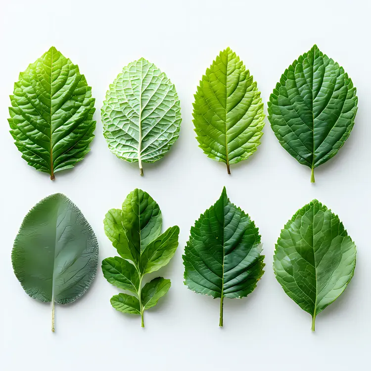 Variety of Green Leaves on Display