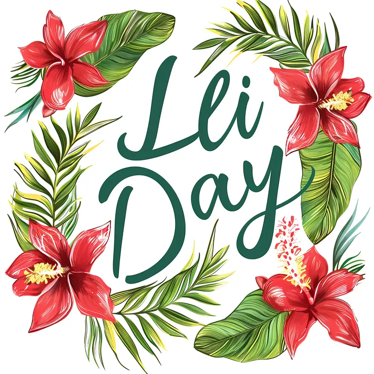 Lei Day Celebration with Flowers and Leaves
