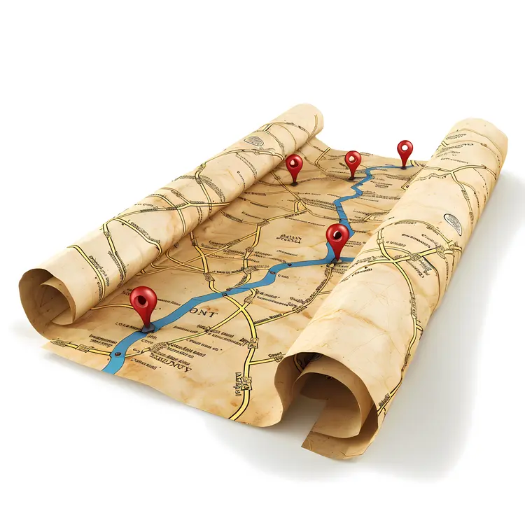 Rolled Map with Pins