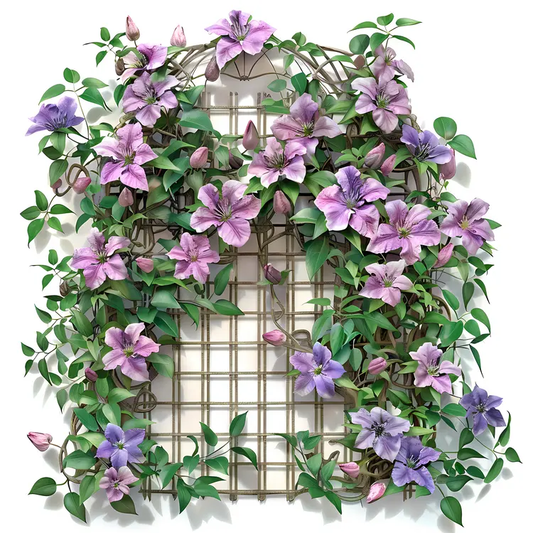 Purple Flowers on a Trellis