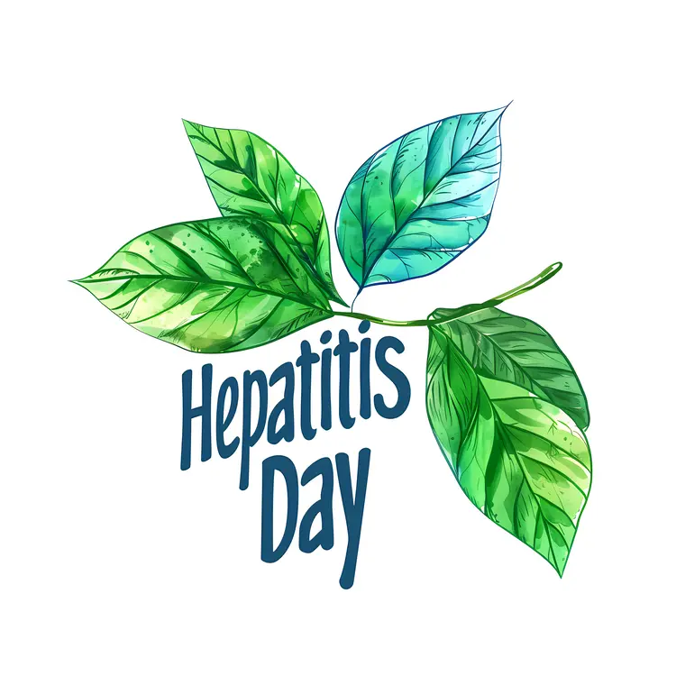 Hepatitis Day Awareness Stamp with Green Leaves