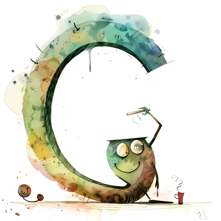 Cartoon Letter C with Graduation Cap