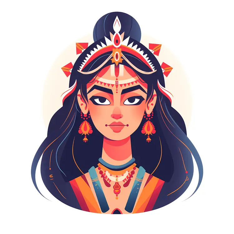Traditional Deity Portrait with Cultural Elements