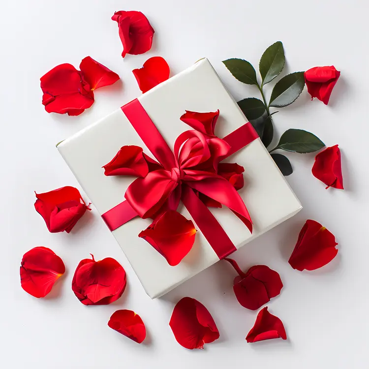 Gift Box with Red Petals