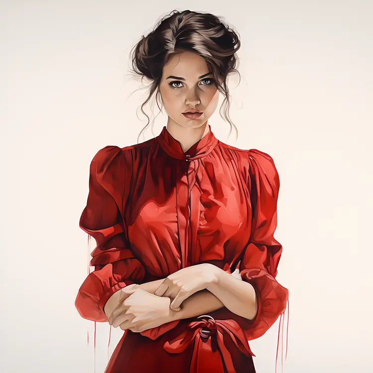 Elegant Woman in Red Dress