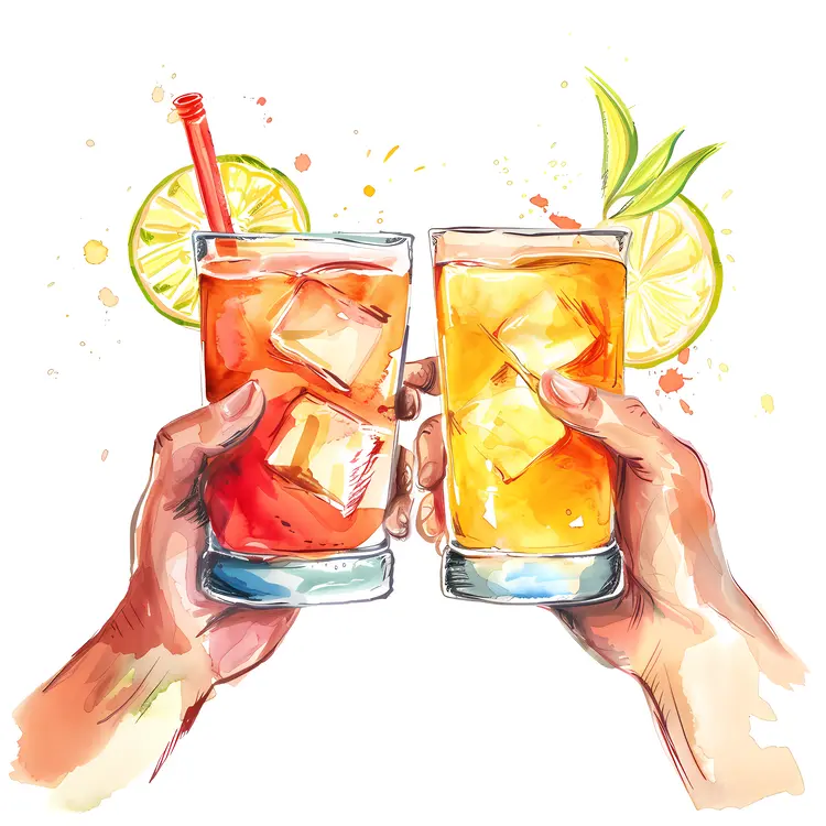 Cheers with Colorful Cocktails and Lime