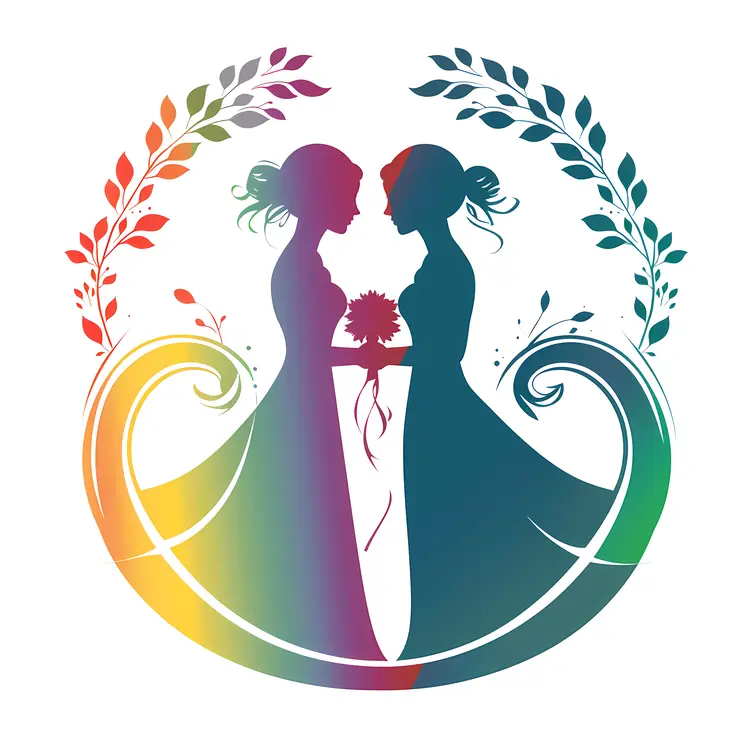 Silhouette of Two Women in Wedding Dresses