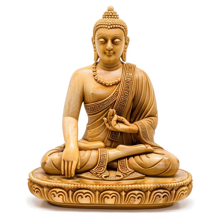 Wooden Buddha Statue in Meditation Pose