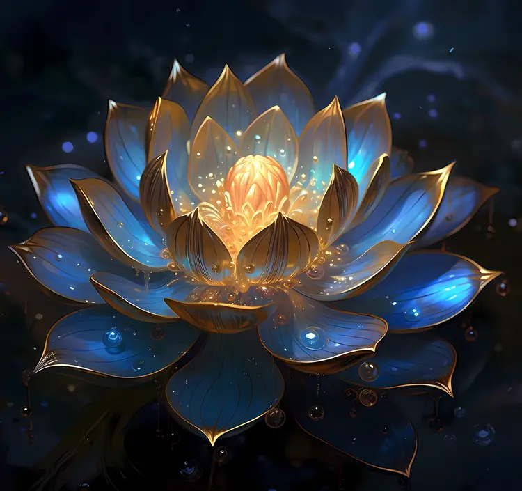 Radiant Blue and Gold Flower