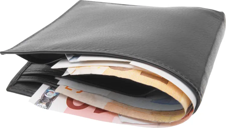 Black Leather Wallet with Cash