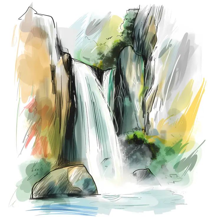 Artistic Waterfall Illustration